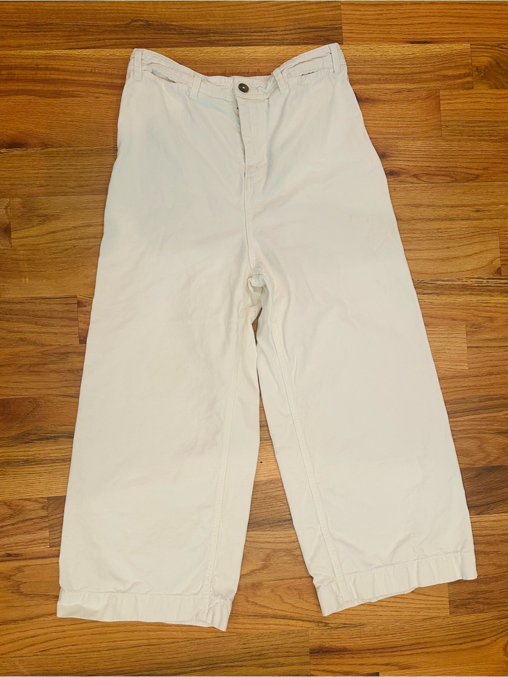 We The Free Cream High Rise Wide-Leg Cotton Pants